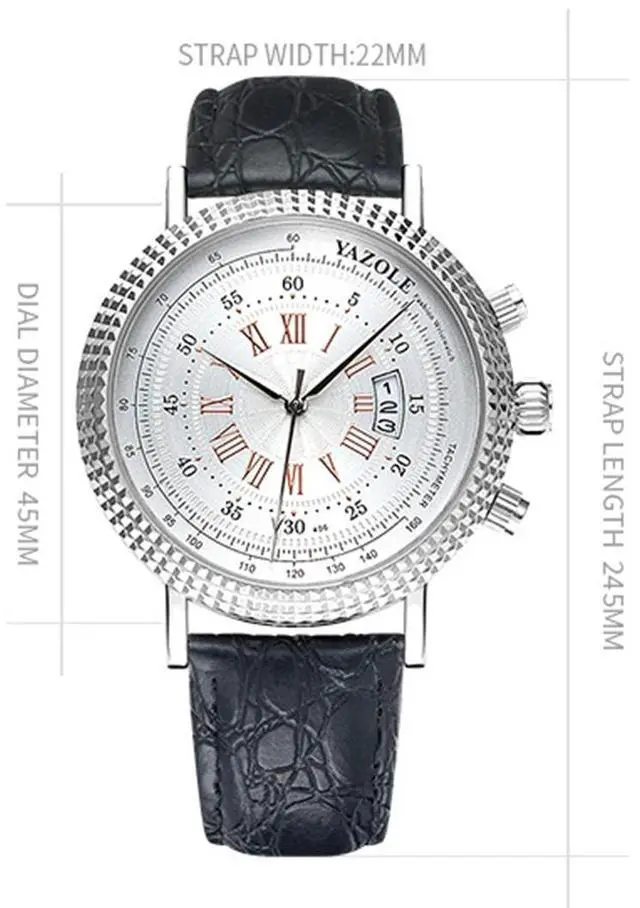 Alt view image 5 of 7 - 406 YAZOLE Men Fashion Business Leather Band Quartz Wrist Watch (Style 2)