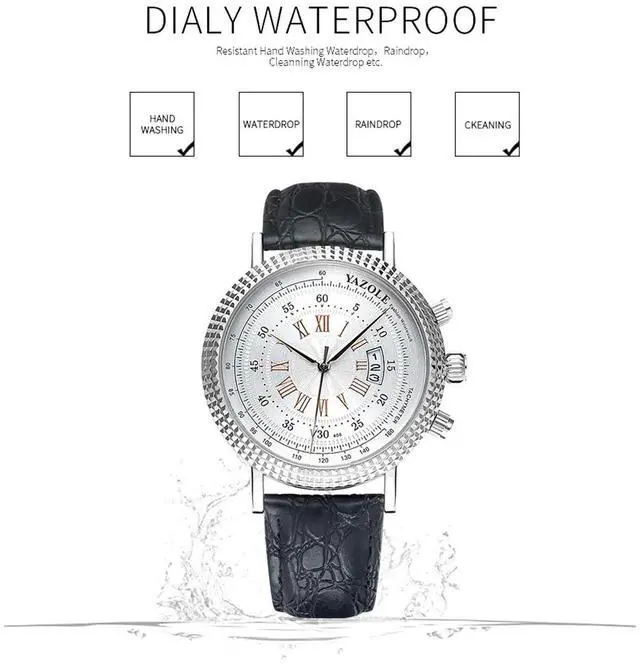 Alt view image 3 of 7 - 406 YAZOLE Men Fashion Business Leather Band Quartz Wrist Watch (Style 2)