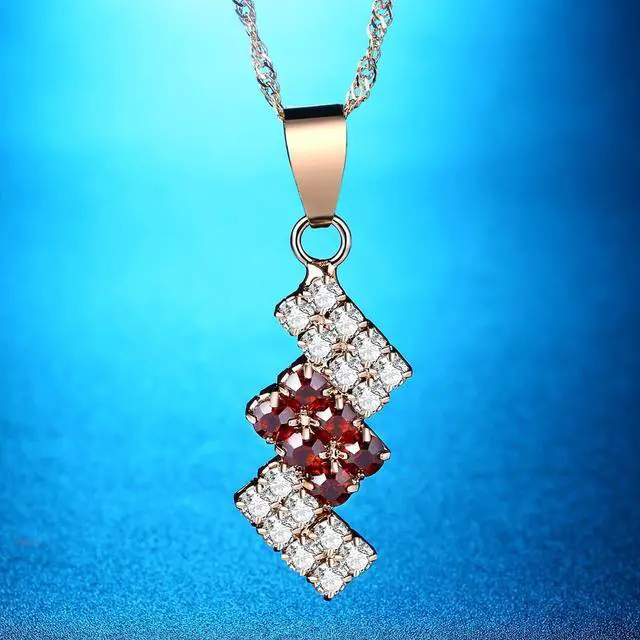 Alt view image 2 of 4 - 18k Gold Plated Irregular Geometry Crystal Pendant Necklace For Female, 43*13 mm (Blue) Black