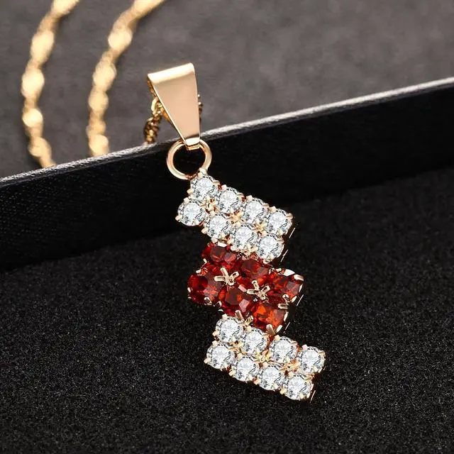 Alt view image 4 of 4 - 18k Gold Plated Irregular Geometry Crystal Pendant Necklace For Female, 43*13 mm (Blue) Black