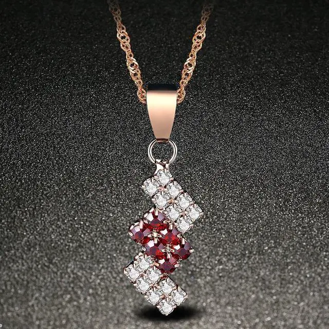 Alt view image 3 of 4 - 18k Gold Plated Irregular Geometry Crystal Pendant Necklace For Female, 43*13 mm (Blue) Black