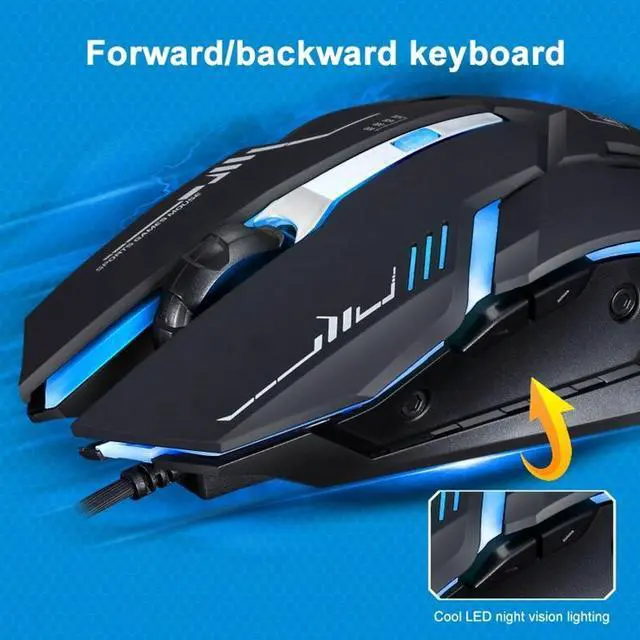 Alt view image 7 of 7 - Chasing Leopard V17 USB 2400DPI Four-speed Adjustable Line Pattern Wired Optical Gaming Mouse with LED Breathing Light, Length: 1.45m (Jet Black)