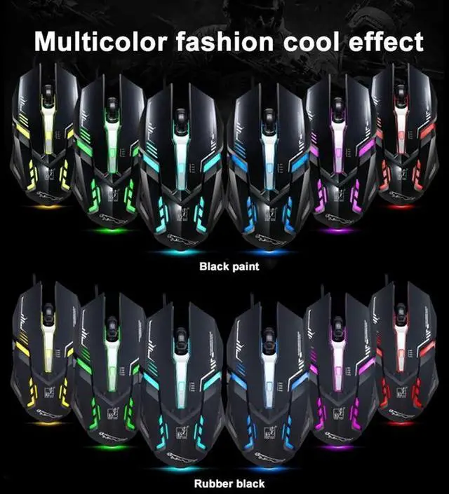 Alt view image 4 of 7 - Chasing Leopard V17 USB 2400DPI Four-speed Adjustable Line Pattern Wired Optical Gaming Mouse with LED Breathing Light, Length: 1.45m (Jet Black)