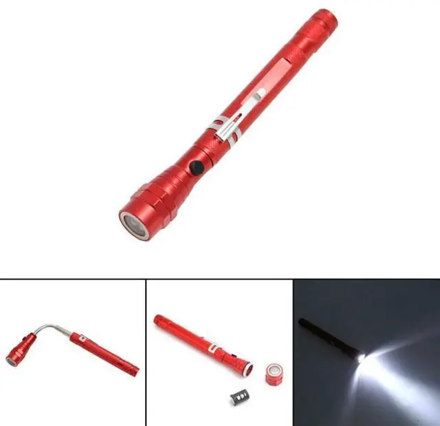 Alt view image 2 of 7 - 2 PCS 1W Flexible Magnet Camping Fishing Telescopic 360 Degrees Head Flashlight Outdoor Torch Magnetic Pick Up Tool Lamp (Red)