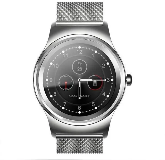 Main image of SMA-Round 1.28 inch Color Touch Screen Bluetooth Leather Strap Smart Watch, Waterproof, Support Voice Control / Heart Rate Monitor / Sleep Monitor / Bluetooth Camera, Compatible with Android