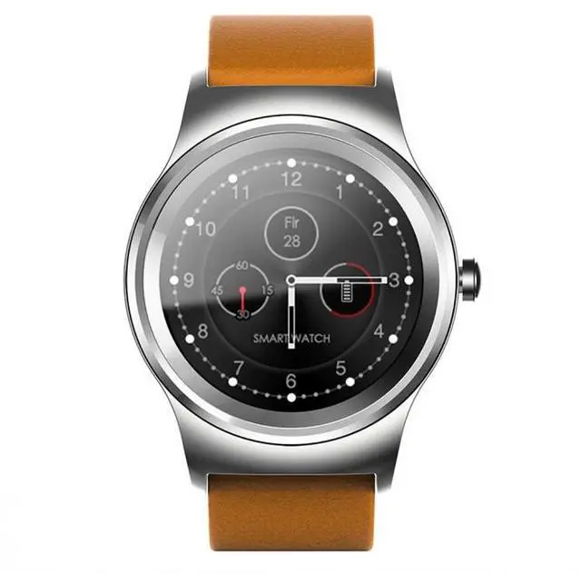 Alt view image 2 of 7 - SMA-Round 1.28 inch Color Touch Screen Bluetooth Leather Strap Smart Watch, Waterproof, Support Voice Control / Heart Rate Monitor / Sleep Monitor / Bluetooth Camera, Compatible with Android