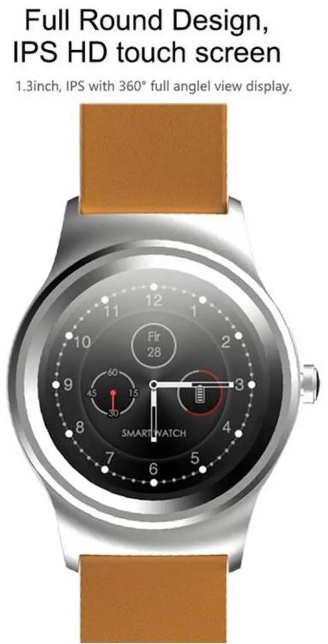 Alt view image 7 of 7 - SMA-Round 1.28 inch Color Touch Screen Bluetooth Leather Strap Smart Watch, Waterproof, Support Voice Control / Heart Rate Monitor / Sleep Monitor / Bluetooth Camera, Compatible with Android