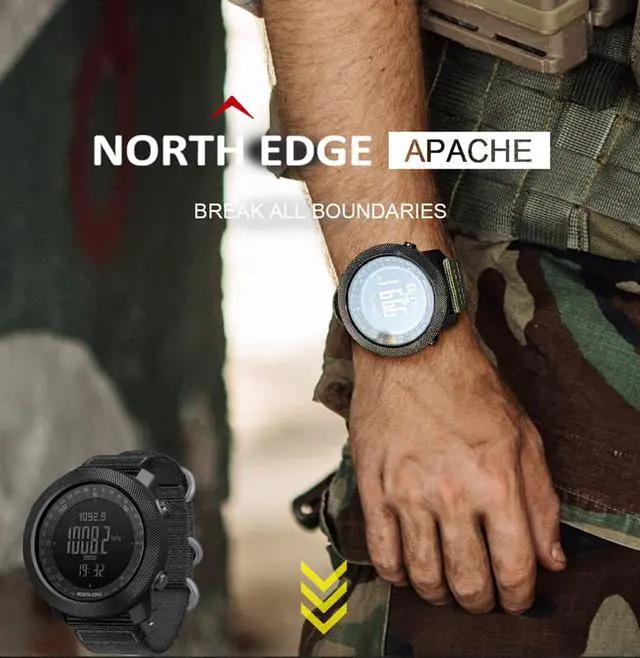 Alt view image 2 of 7 - Apache Smart Watch Altimeter Barometer Compass Temperature Display 50m Waterproof Outdoor Sport Digital Watch