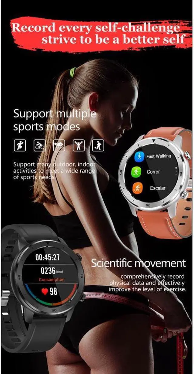 Alt view image 5 of 7 - Citi Full Touch Screen Men Smart Watch Heart Rate Blood Pressure Bluetooth Sport Fitness Tracker Smartwatch For IOS Android
