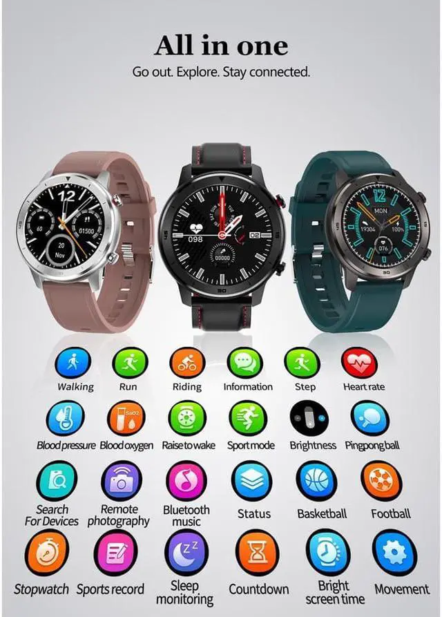 Alt view image 6 of 7 - Citi Full Touch Screen Men Smart Watch Heart Rate Blood Pressure Bluetooth Sport Fitness Tracker Smartwatch For IOS Android