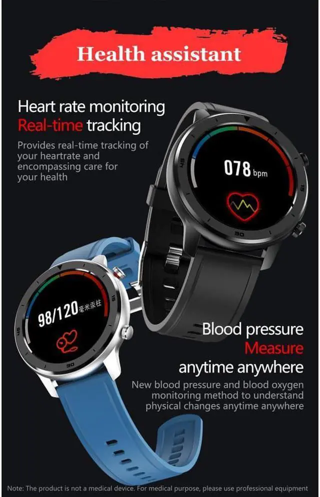 Alt view image 7 of 7 - Citi Full Touch Screen Men Smart Watch Heart Rate Blood Pressure Bluetooth Sport Fitness Tracker Smartwatch For IOS Android