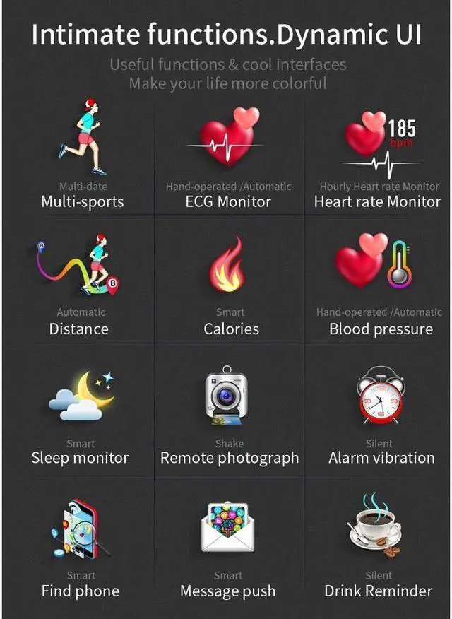 Alt view image 4 of 6 - MX9 Smart Watch Touch Screen ECG + PPG ECG HRV Heart Rate IP68 Waterproof Swimming Intelligent Bracelet Watch