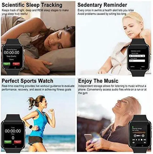 Alt view image 3 of 7 - T500 Smart Watch Compatible Samsung Android iPhone iOS for Men Women Kids, Bluetooth Smartwatch Touchscreen Wrist Watch Fitness Tracker with Camera Pedometer SIM SD Card Slot