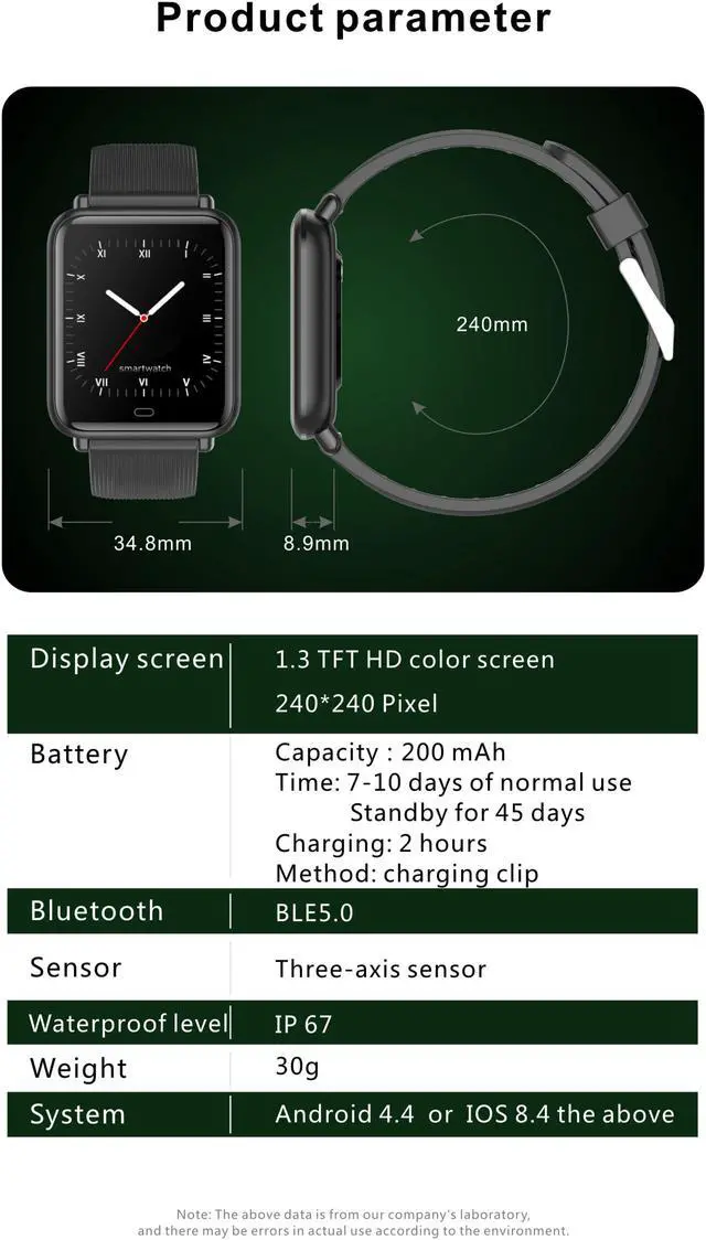 Alt view image 7 of 7 - Q9T smart watch,Whole snack rate monitoring,Blood oxygen monitoring,body temperature,Multiple sports modes,Caller ID and rejection,Synchronized view,bright adjustment,APP motion track.