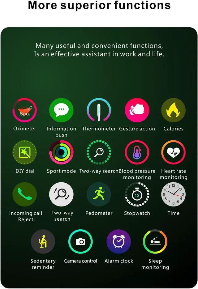 Alt view image 6 of 7 - Q9T smart watch,Whole snack rate monitoring,Blood oxygen monitoring,body temperature,Multiple sports modes,Caller ID and rejection,Synchronized view,bright adjustment,APP motion track.