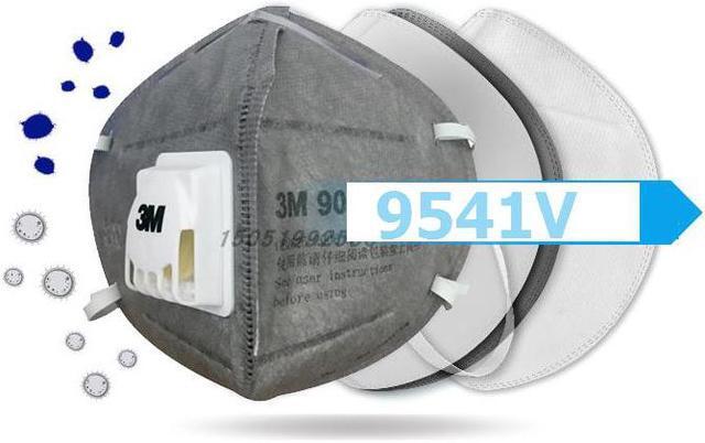 Alt view image 5 of 7 - 200 Pieces 3M N95 Mask 9541V KN95 Mask Activated Carbon Masks with Valve Respirator For Adult Gray