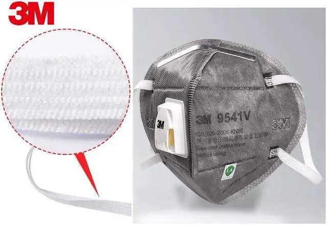 Alt view image 5 of 7 - 30 Pieces 3M Mask 9541V+ KN95 Mask FFP2 Activated Carbon Masks With Valve Respirator Gray
