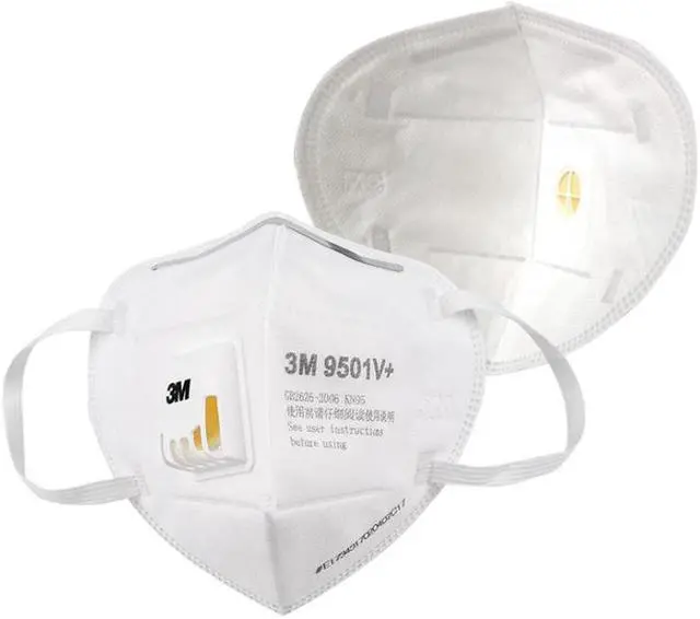 Alt view image 5 of 7 - 10 Pieces 3M Mask 9501V+ Ultra thin 4 Layers KN95 Mask FFP2 95% filter PM2.5 With Valve Respirator White