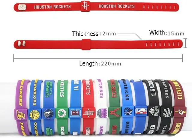 Alt view image 5 of 7 - NBA Basketball Sports Bracelet Silicone Wristband Brooklyn Nets Team Wristbands