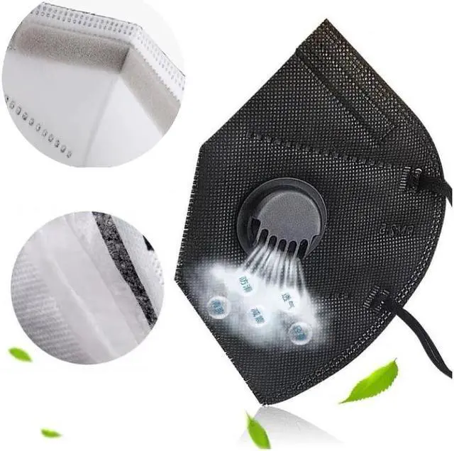 Alt view image 2 of 7 - 50 Pieces KN95 Mask JINJIANG Reusable Activated Carbon Mask 6 Layers FFP2 with Breathing Valve & Unique Protective Layer 100% Good Health Protector Black