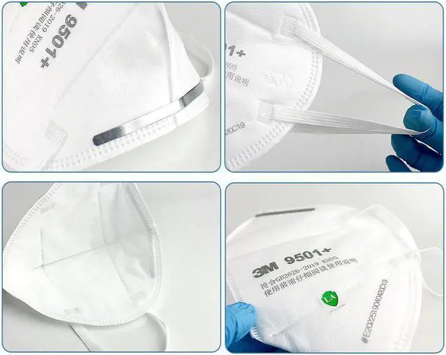 Alt view image 3 of 7 - 500 Pieces 3M N95 Mask 9501+ KN95 Face Masks 4 Layers Ultra Thin Face Mask  For Adutl White