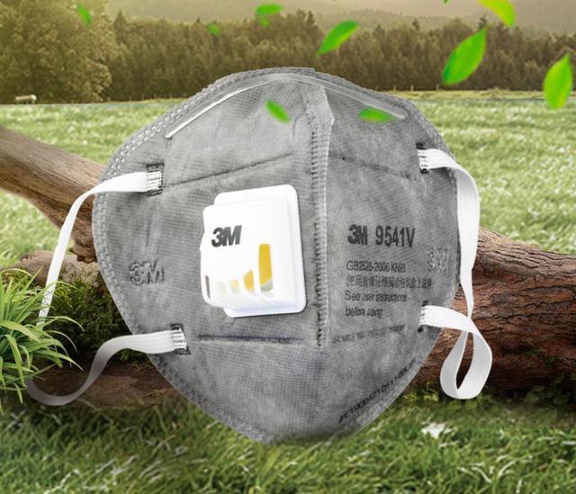 Alt view image 3 of 7 - 200 Pieces 3M N95 Mask 9541V KN95 Mask Activated Carbon Masks with Valve Respirator For Adult Gray