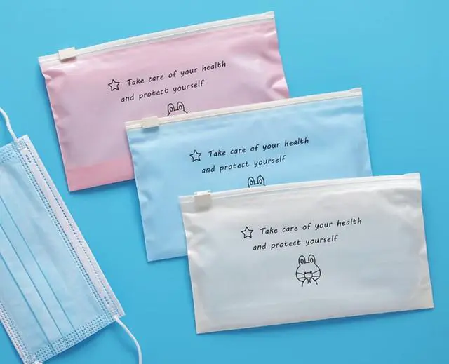 Alt view image 3 of 7 - 10 PCS Portable Cartoon Zip Lock Face Masks Bag Dust-proof Storage Bags High Capacity Home Office Travel Organizer Food Grade PE Material