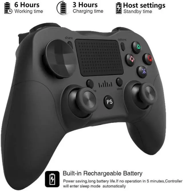 Alt view image 4 of 7 - PS4 Wireless Game Controller,USB Rechargeable PS4 Gamepad with Touch Pad,600MA Bluetooth Dual Vibration Controller with Gyroscope for Playstation 4, PS3, Windows, Android (White)