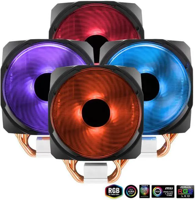 Alt view image 2 of 7 - MasterAir MA610P RGB CPU Air Cooler, 6 CDC 2.0 Heatpipes, Aluminum Fins, Push-Pull, Dual MF120R RGB Fans, RGB Lighting for AMD Ryzen/Intel LGA1200/1151