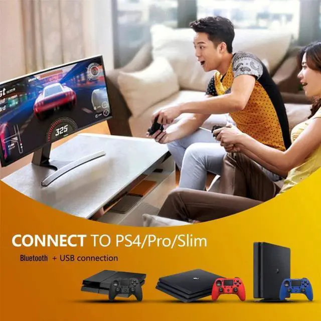Alt view image 3 of 7 - PS4 Wireless Game Controller,USB Rechargeable PS4 Gamepad with Touch Pad,600MA Bluetooth Dual Vibration Controller with Gyroscope for Playstation 4, PS3, Windows, Android (White)