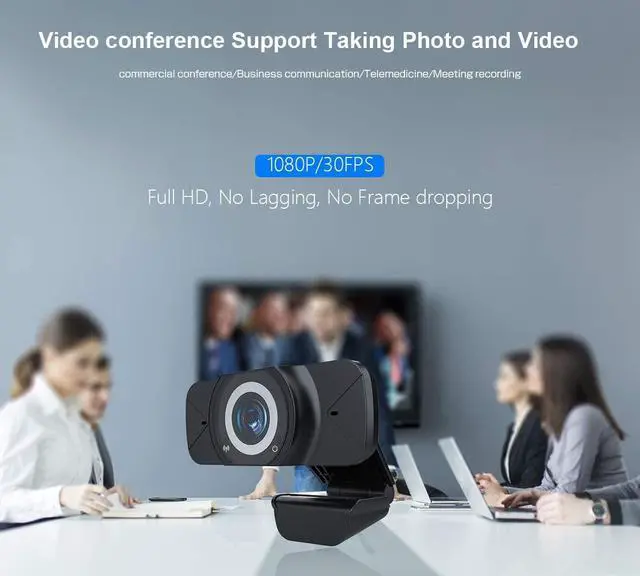 Alt view image 2 of 7 - 1080P HD Webcam with Microphone,HD PC Webcam Laptop Plug and Play USB Webcam Streaming Computer Web Camera with 90-Degree View Angle,with Night Vision