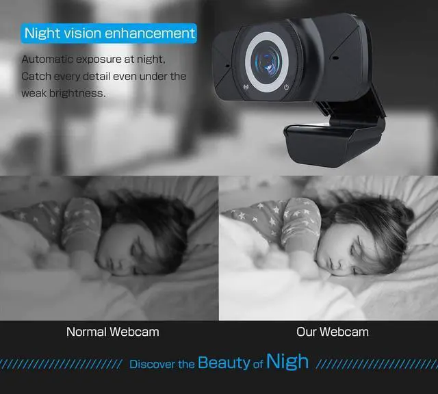 Alt view image 5 of 7 - 1080P HD Webcam with Microphone,HD PC Webcam Laptop Plug and Play USB Webcam Streaming Computer Web Camera with 90-Degree View Angle,with Night Vision