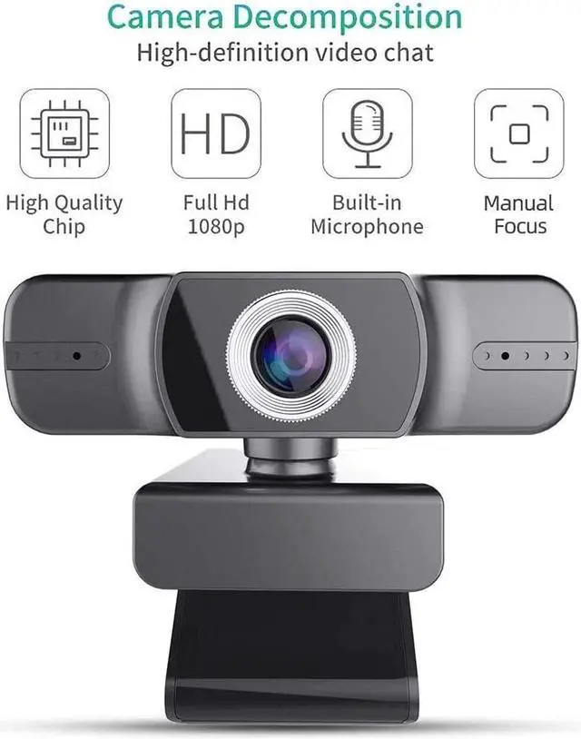Main image of Click image to open expanded view
1080p HD Webcam with Microphone,USB Computer Camera for Live Streaming Webcam,110 Degrees Wide-Angle 30fps for Laptop, Desktop, Conferencing, Video Chatting