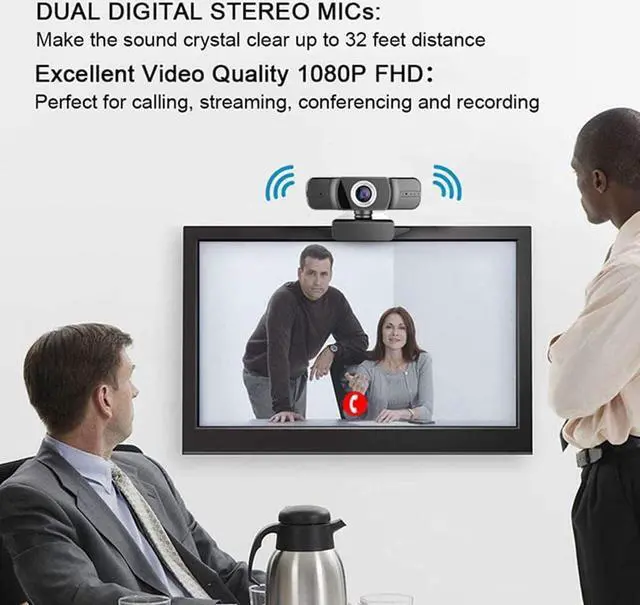 Alt view image 5 of 6 - Click image to open expanded view
1080p HD Webcam with Microphone,USB Computer Camera for Live Streaming Webcam,110 Degrees Wide-Angle 30fps for Laptop, Desktop, Conferencing, Video Chatting