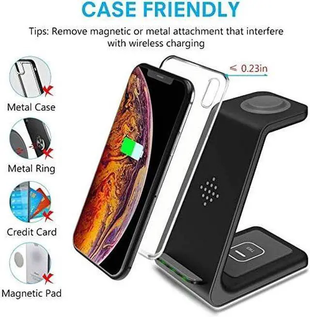 Alt view image 2 of 7 - 3 in 1 Wireless Charger Stand, Wireless Charging Station for Apple Watch 6/5/4/3/2,Airpods Pro,iPhone 12/11/11 Pro Max/XR/XS Max/Xs/X/8P/8,Samsung S20/ Note 10/S9/S8