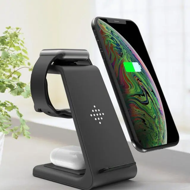 Main image of 3 in 1 Wireless Charger Stand, Wireless Charging Station for Apple Watch 6/5/4/3/2,Airpods Pro,iPhone 12/11/11 Pro Max/XR/XS Max/Xs/X/8P/8,Samsung S20/ Note 10/S9/S8