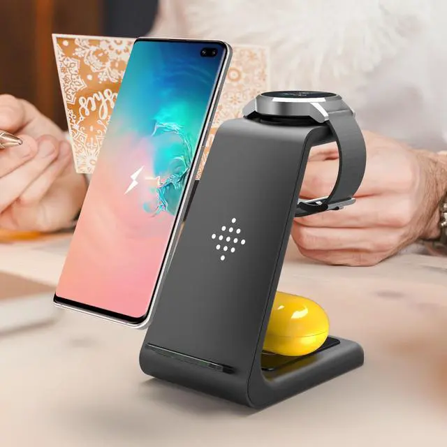 Alt view image 6 of 7 - 3 in 1 Wireless Charger Stand, Wireless Charging Station for Apple Watch 6/5/4/3/2,Airpods Pro,iPhone 12/11/11 Pro Max/XR/XS Max/Xs/X/8P/8,Samsung S20/ Note 10/S9/S8