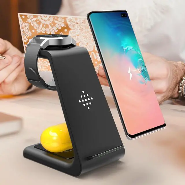 Alt view image 5 of 7 - 3 in 1 Wireless Charger Stand, Wireless Charging Station for Apple Watch 6/5/4/3/2,Airpods Pro,iPhone 12/11/11 Pro Max/XR/XS Max/Xs/X/8P/8,Samsung S20/ Note 10/S9/S8