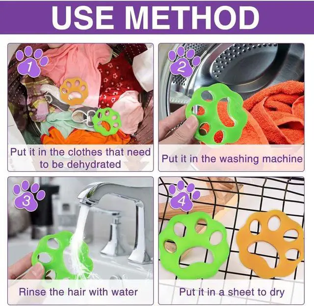 Alt view image 3 of 7 - 4 Pack Pet Hair Remover for Laundry - Lint and Fur Remover - Dog Hair Remover - Washing Machine Lint Catcher Reusable - Pet Hair in Laundry - Cats and Dogs Hair Catcher for Washing Machine,Clothes