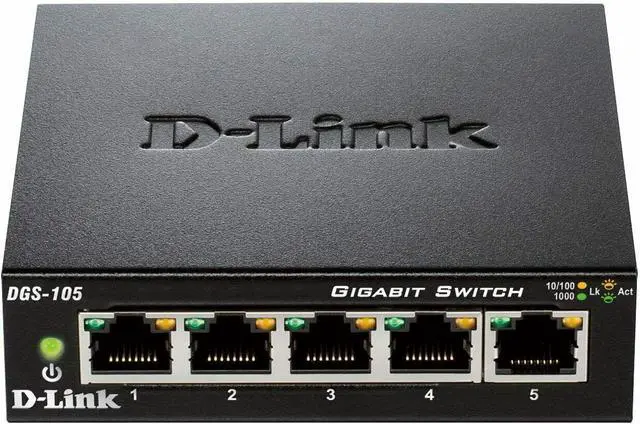 Main image of Open.Box - D-Link 5 Port Gigabit Unmanaged Metal Desktop Ethernet Switch DGS-105