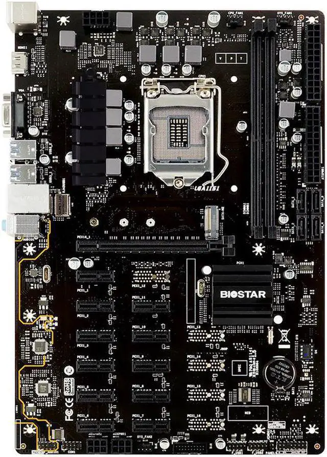 Alt view image 2 of 5 - Biostar Tb360-Btc Pro Atx 32G 12 X Pci-E 3.0 Usb 3.1 Intel Btc Mine Board For Cryptocurrency Mining (Btc),Support 12 Gpu Mining Motherboard