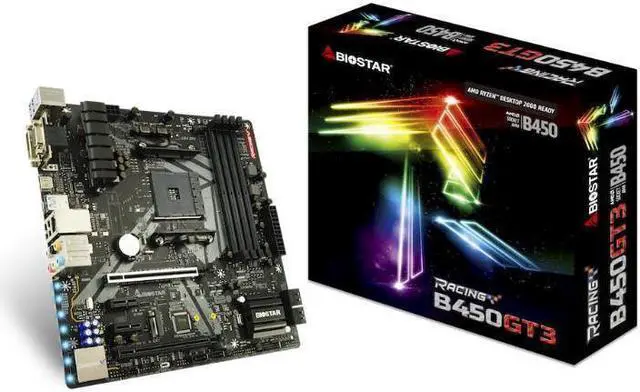 Alt view image 4 of 4 - Biostar AMD B450GT3 Socket AM4 DDR4 Micro ATX Motherboard (B450GT3)