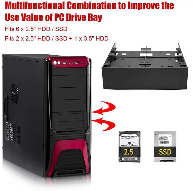 Alt view image 6 of 7 - 2.5" 3.5" SDD HDD Hard Disk Drive to 5.25" Floppy Drive Mounting Bracket Adapter