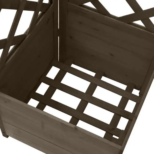 Alt view image 10 of 11 - vidaXL Corner Trellis Planter Gray 15.7"x15.7"x59" Solid Fir Wood