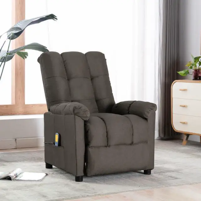 Alt view image 8 of 13 - vidaXL Massage Chair Electric Massaging Recliner Chair for Elderly Taupe Fabric