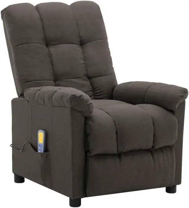 Alt view image 9 of 13 - vidaXL Massage Chair Electric Massaging Recliner Chair for Elderly Taupe Fabric