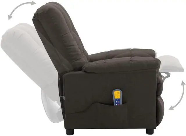 Alt view image 12 of 13 - vidaXL Massage Chair Electric Massaging Recliner Chair for Elderly Taupe Fabric