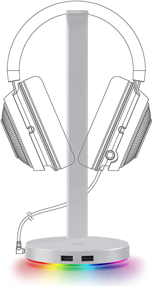 Alt view image 6 of 6 - Razer Base Station V2 Chroma: Chroma RGB Lighting - Non-Slip Rubber Base - Designed for Gaming Headsets - Mercury White, RC21-01510300-R3M1