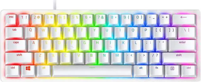 Alt view image 14 of 20 - Razer Huntsman Mini 60% Gaming Keyboard: Fastest Keyboard Switches Ever - Clicky Optical Switches - Chroma RGB Lighting - PBT Keycaps - Onboard Memory - Mercury White