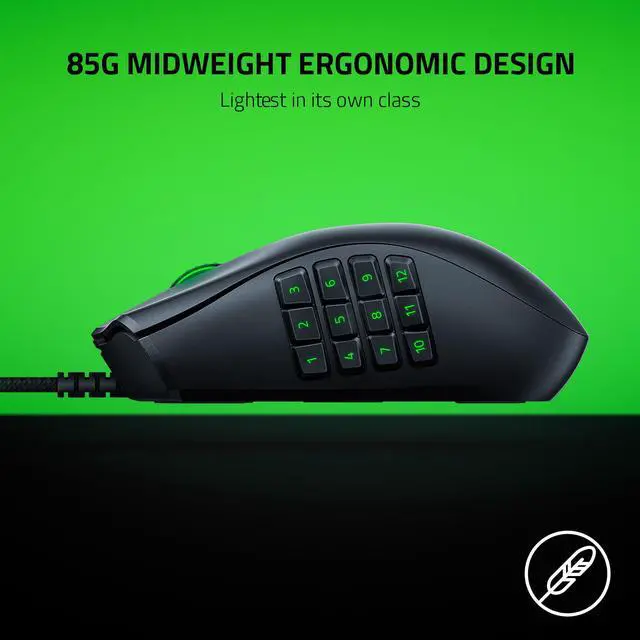 Alt view image 6 of 7 - Razer Naga X Wired MMO Gaming Mouse: 18K DPI Optical Sensor - 2nd-gen Razer Optical Switch - Chroma RGB Lighting - 16 Programmable Buttons - 85g - Classic Black